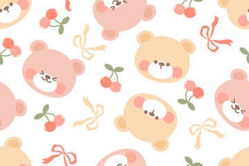seamless pattern with teddy bear cute cartoon fabric design