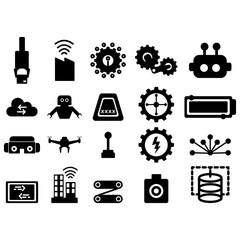 Simple Glyph Technology Connection and Automation Icons Set for Data Science
