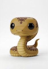 Stylized snake figurine on white background for commercial use