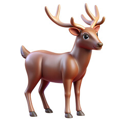 Obraz premium Cartoon reindeer illustration with large eyes and shiny antlers on transparent background