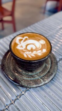 Magic coffee with artistic froth art