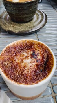 Cinnamon piccolo coffee with caramel 