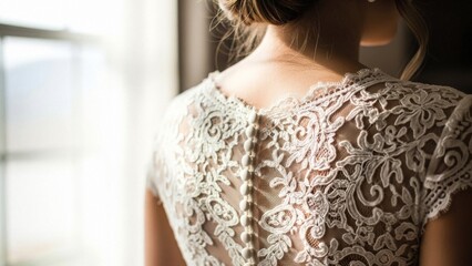 Back Detail of Lace Wedding Dress