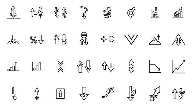 Business Growth Finance and Directional Arrow Icons