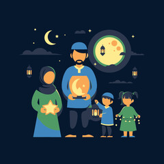 Family celebrating ramadan Vector