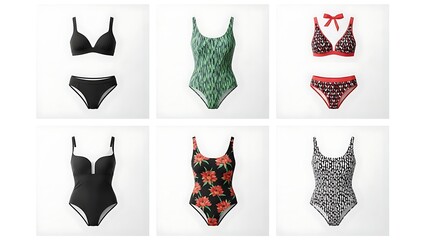 Swimwear collection assorted swimsuits and bikini tops