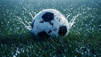 soccer ball in net and on water