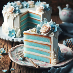 Baby Blue Vanilla Cake Slices