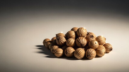 Pile of Whole Nutmeg Seeds