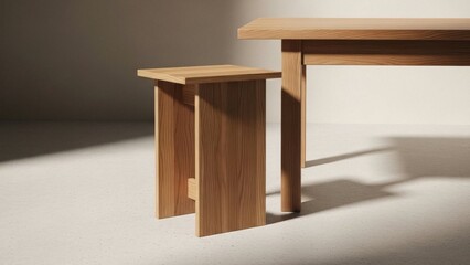 Minimalist Wooden Stool and Table