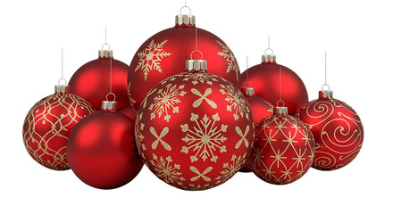 Collection of red christmas ornaments