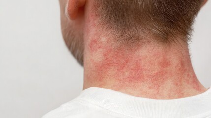 Obraz premium Measles viral disease, human skin covered with measles rash, vaccination concept