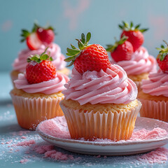 Soft Pink Strawberry Cupcakes