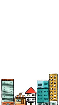 animated illustration of city buildings