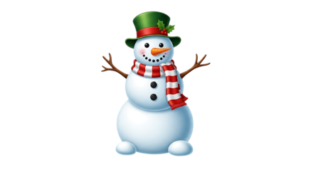 Cheerful snowman in winter attire