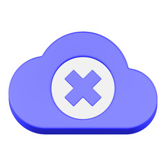 cancel cloud 3d rendering icon blue color