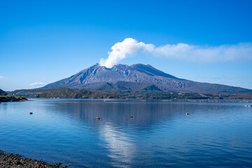 道の駅たるみずからみる桜島の風景