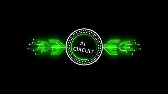  AI technology with circuit board and processor chip. Futuristic digital system and machine learning data concept. Motion image of generative AI and machine learning.
