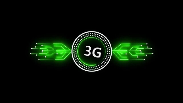 3G Network Icon with Signal Waves on Black Background &ndash; High-Speed Internet, Wireless Communication, and Future Technology Concept on black background.Motion Design Video