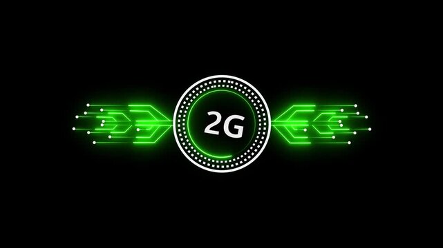2G Network Icon with Signal Waves on Black Background &ndash; High-Speed Internet, Wireless Communication, and Future Technology Concept on black background.Motion Design Video