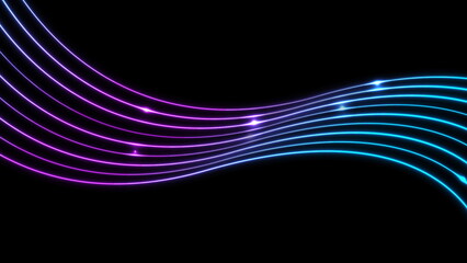 Bright blue and violet neon waves abstract background