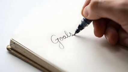 Hand Writing Goals on Notebook Page.