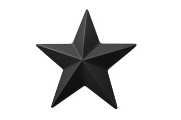 Obraz premium Black five-pointed star icon rendered in 3d, presenting a matte finish, with transparent background for versatile use