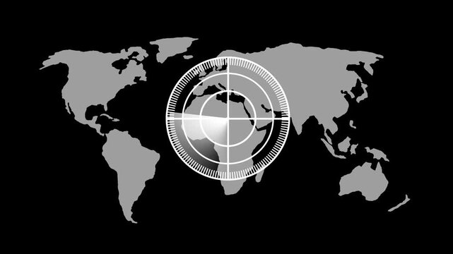 White color cyan radar screen. Abstract Hud call Rader concept. Radar point dictated to the enemy position.on a black background. Digital realistic Technology radar animation.