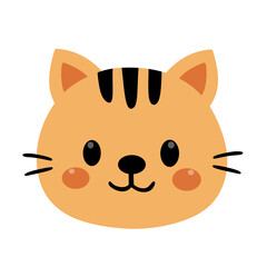 Cute Orange Striped Kitten Face Head Illustration Graphic Icon