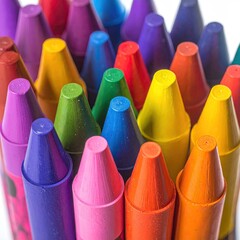 Close-up view of colorful crayons