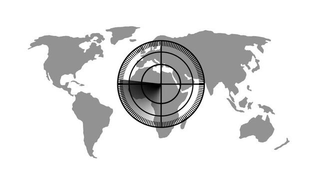 Black color cyan radar screen. Abstract Hud call Rader concept. Radar point dictated to the enemy position.on a white background. Digital realistic Technology radar animation.