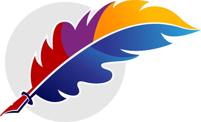 Illustration art of a Creative Feather Pen Logo with isolated background