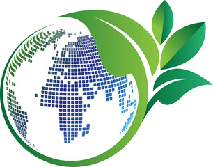 Illustration art of a Eco Global Sustainability Logo with isolated background 