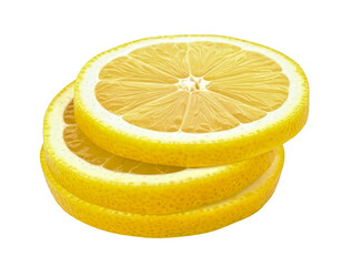 Fresh Yellow Lemon Slices Stacked on Transparent Background