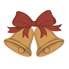Golden Jingle Bell with Ribbon Bow Illustration