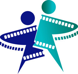 Illustration art of a creative cinema partnership logo with isolated background