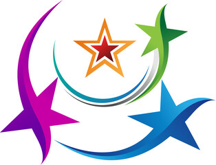 Illustration art of a Multi color Star Achievement Logo with isolated background