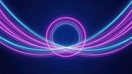 Vibrant neon light trails forming circular patterns