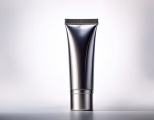 A blank white cosmetic tube and plastic container package isolated on white for beauty cream, lotion, or liquid gel hygiene care