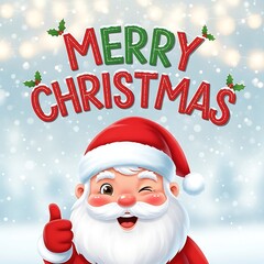 Festive santa claus with merry christmas greeting winter holiday illustration