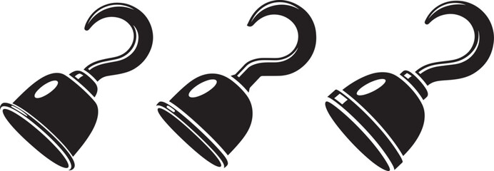 Collection of pirate hooks silhouette on white background