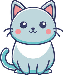 Cute Cat Flat Icon Illustration in Minimal Pastel Style