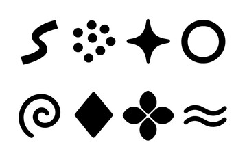 Festive Icon Set. Red and gold festive shapes. Filled icon set of Red and gold festive shapes: curved ribbon,