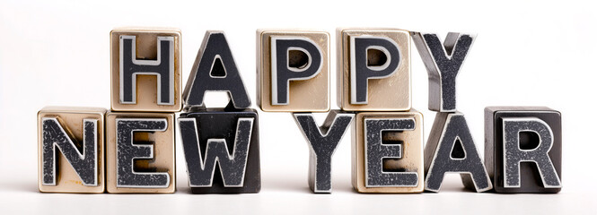 Happy New Year Vintage Letterpress Blocks