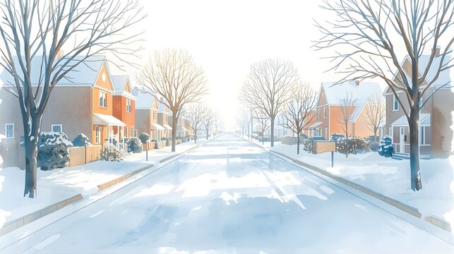 踏み跡のない新雪の住宅街