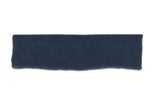 Dark blue ripped paper strip with torn edges, presenting a blank space for text or message on transparent background - Powered by Adobe