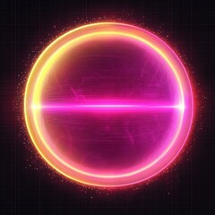 A glowing sphere with yellow edges bisected by a bright pink horizontal line.