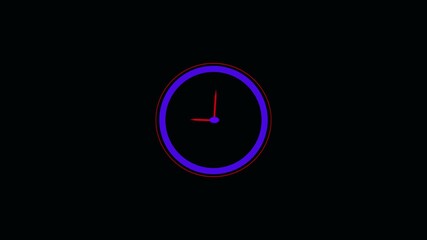 Analog clock spinning animation loop, alpha channel included.Red minimalist clock face with hands on a dark black background graphic design.  - Powered by Adobe
