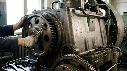 Industrial Machinery Maintenance by Skilled Technician.