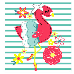 cute flamingo t shirt  print vector art